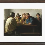 Michael Ancher - Fischer um einen Tisch trinken Bier 1886 | Giclée Kunstdruck gerahmt