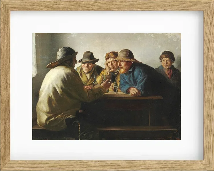 Michael Ancher - Fischer um einen Tisch trinken Bier 1886 | Giclée Kunstdruck gerahmt
