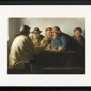 Michael Ancher - Fischer um einen Tisch trinken Bier 1886 | Giclée Kunstdruck gerahmt