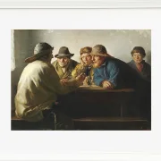 Michael Ancher - Fischer um einen Tisch trinken Bier 1886 | Giclée Kunstdruck gerahmt