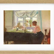 Michael Ancher - Hausaufgaben am Fenster 1889 | Giclée Kunstdruck gerahmt
