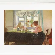 Michael Ancher - Hausaufgaben am Fenster 1889 | Giclée Kunstdruck gerahmt