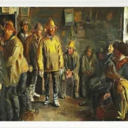 Michael Ancher - Im Kaufmannsstand an einem Wintertag, an dem kein Fischfang stattfindet 1891 | Giclée Kunstdruck gerahmt