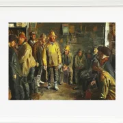 Michael Ancher - Im Kaufmannsstand an einem Wintertag, an dem kein Fischfang stattfindet 1891 | Giclée Kunstdruck gerahmt