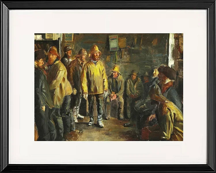 Michael Ancher - Im Kaufmannsstand an einem Wintertag, an dem kein Fischfang stattfindet 1891 | Giclée Kunstdruck gerahmt