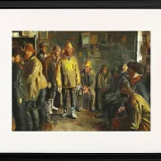 Michael Ancher - Im Kaufmannsstand an einem Wintertag, an dem kein Fischfang stattfindet 1891 | Giclée Kunstdruck gerahmt