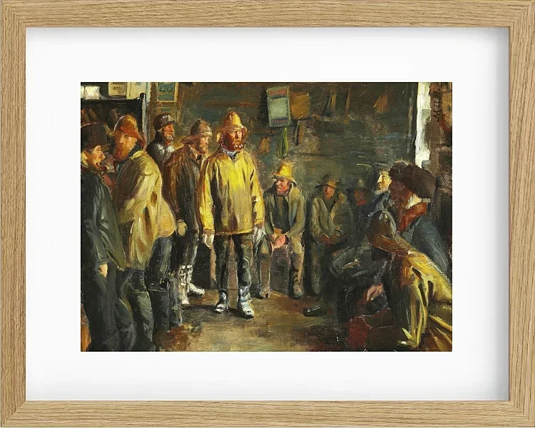 Michael Ancher - Im Kaufmannsstand an einem Wintertag, an dem kein Fischfang stattfindet 1891 | Giclée Kunstdruck gerahmt