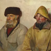 Michael Ancher - Im Raum mit zwei Fischern 1889 | Giclée Kunstdruck gerahmt