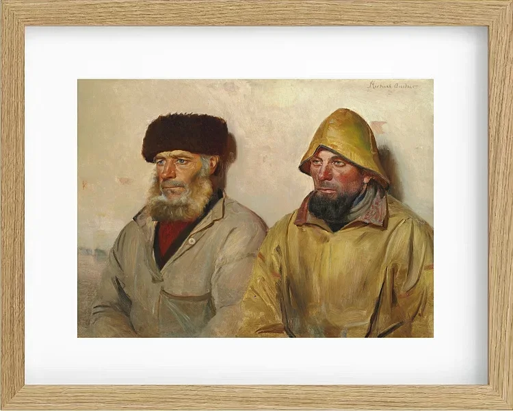 Michael Ancher - Im Raum mit zwei Fischern 1889 | Giclée Kunstdruck gerahmt