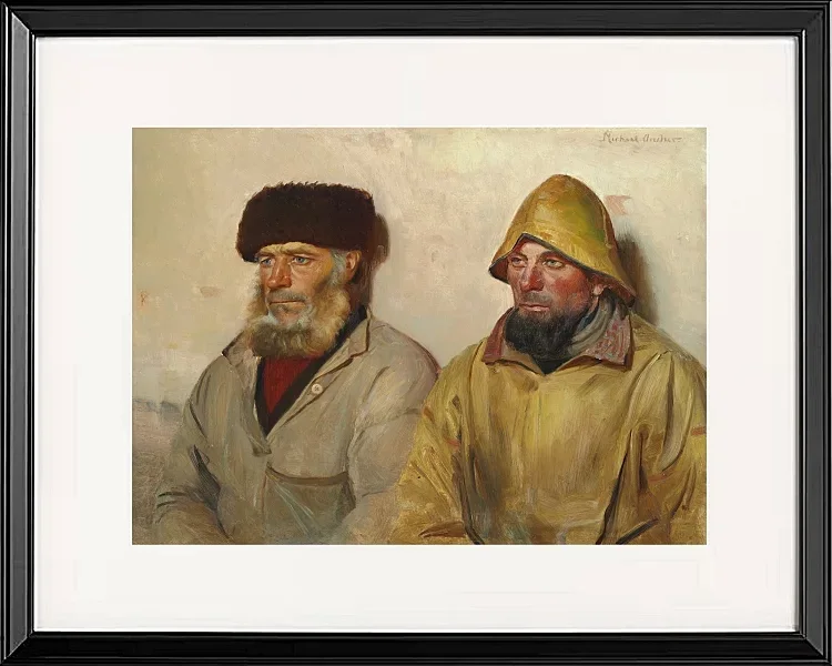 Michael Ancher - Im Raum mit zwei Fischern 1889 | Giclée Kunstdruck gerahmt