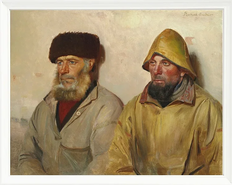 Michael Ancher - Im Raum mit zwei Fischern 1889 | Giclée Kunstdruck gerahmt