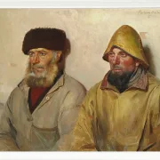Michael Ancher - Im Raum mit zwei Fischern 1889 | Giclée Kunstdruck gerahmt