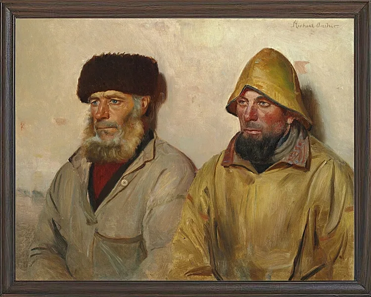Michael Ancher - Im Raum mit zwei Fischern 1889 | Giclée Kunstdruck gerahmt