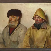 Michael Ancher - Im Raum mit zwei Fischern 1889 | Giclée Kunstdruck gerahmt