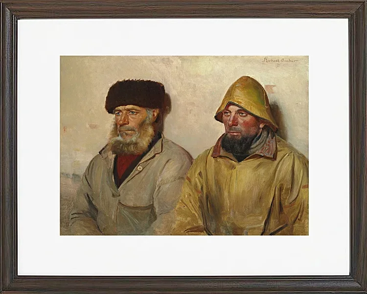 Michael Ancher - Im Raum mit zwei Fischern 1889 | Giclée Kunstdruck gerahmt