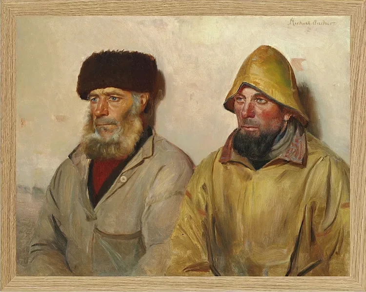 Michael Ancher - Im Raum mit zwei Fischern 1889 | Giclée Kunstdruck gerahmt
