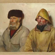 Michael Ancher - Im Raum mit zwei Fischern 1889 | Giclée Kunstdruck gerahmt