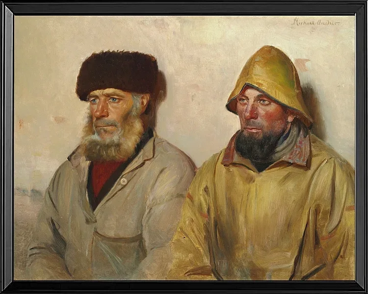Michael Ancher - Im Raum mit zwei Fischern 1889 | Giclée Kunstdruck gerahmt