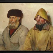 Michael Ancher - Im Raum mit zwei Fischern 1889 | Giclée Kunstdruck gerahmt