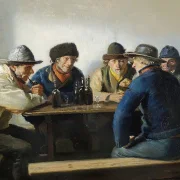 Michael Ancher - In einem Gasthaus 1888 | Giclée Kunstdruck gerahmt