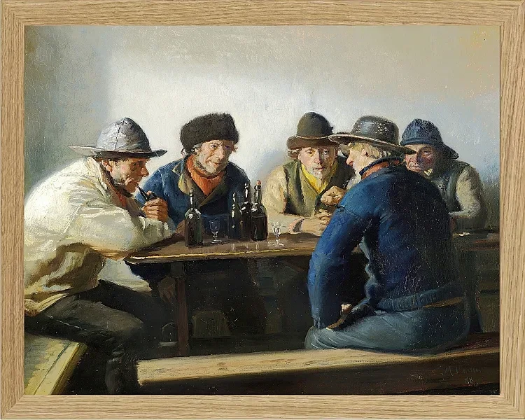 Michael Ancher - In einem Gasthaus 1888 | Giclée Kunstdruck gerahmt