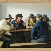 Michael Ancher - In einem Gasthaus 1888 | Giclée Kunstdruck gerahmt