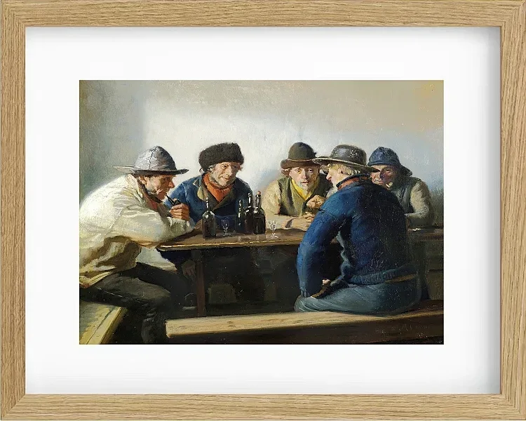 Michael Ancher - In einem Gasthaus 1888 | Giclée Kunstdruck gerahmt