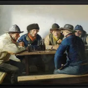 Michael Ancher - In einem Gasthaus 1888 | Giclée Kunstdruck gerahmt