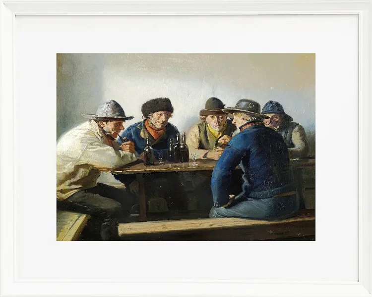 Michael Ancher - In einem Gasthaus 1888 | Giclée Kunstdruck gerahmt