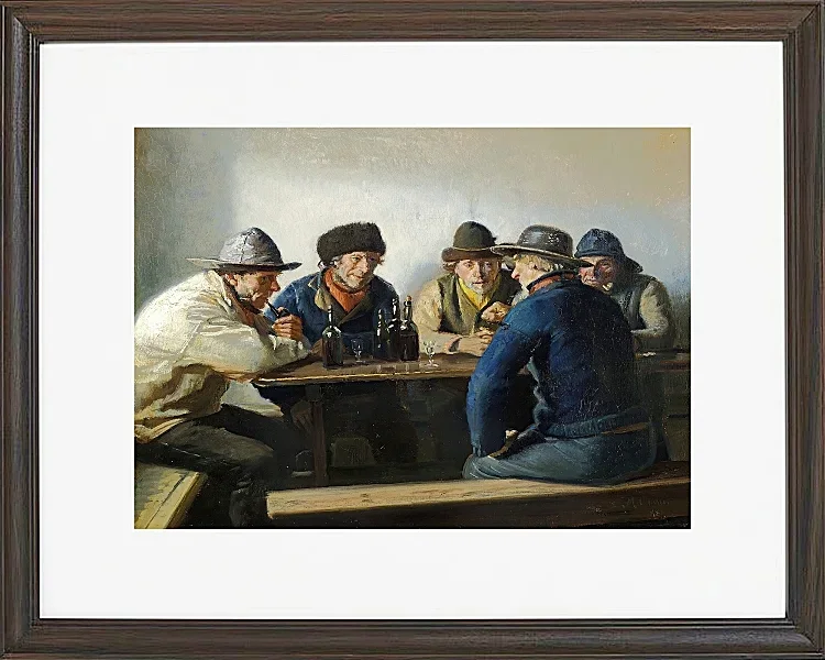 Michael Ancher - In einem Gasthaus 1888 | Giclée Kunstdruck gerahmt