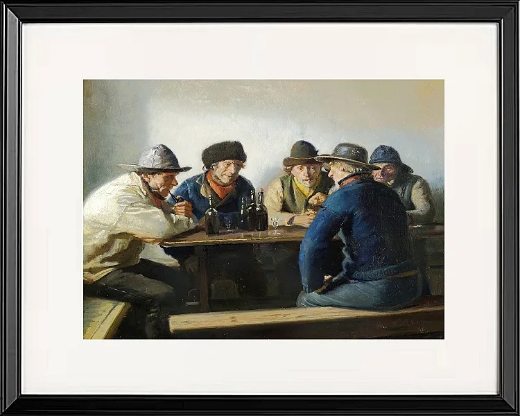 Michael Ancher - In einem Gasthaus 1888 | Giclée Kunstdruck gerahmt