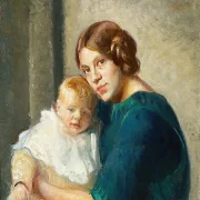 Michael Ancher - Junge Mutter mit Kind 1913 | Giclée Kunstdruck gerahmt