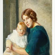 Michael Ancher - Junge Mutter mit Kind 1913 | Giclée Kunstdruck gerahmt