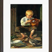 Michael Ancher - Junge füttert Enten 1879 | Giclée Kunstdruck gerahmt
