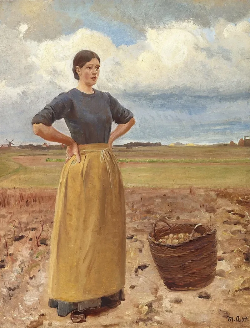 Michael Ancher - Junges Mädchen 1904 | Giclée Kunstdruck gerahmt
