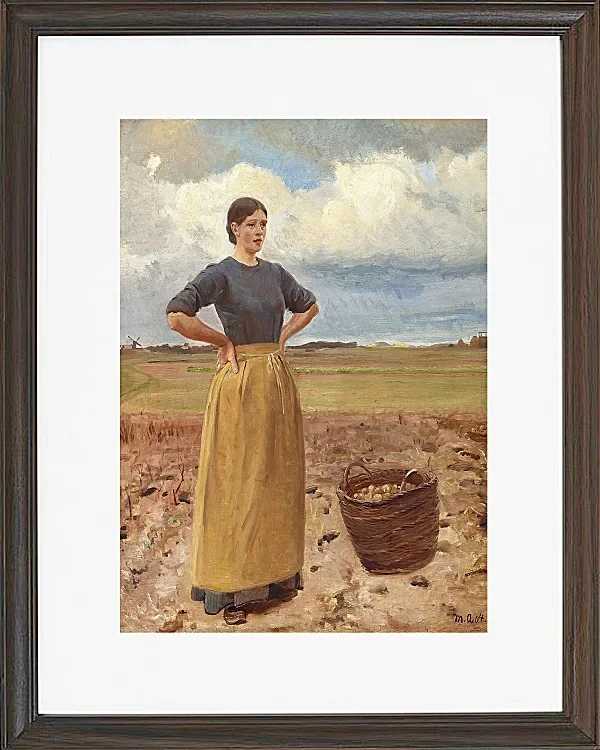 Michael Ancher - Junges Mädchen 1904 | Giclée Kunstdruck gerahmt