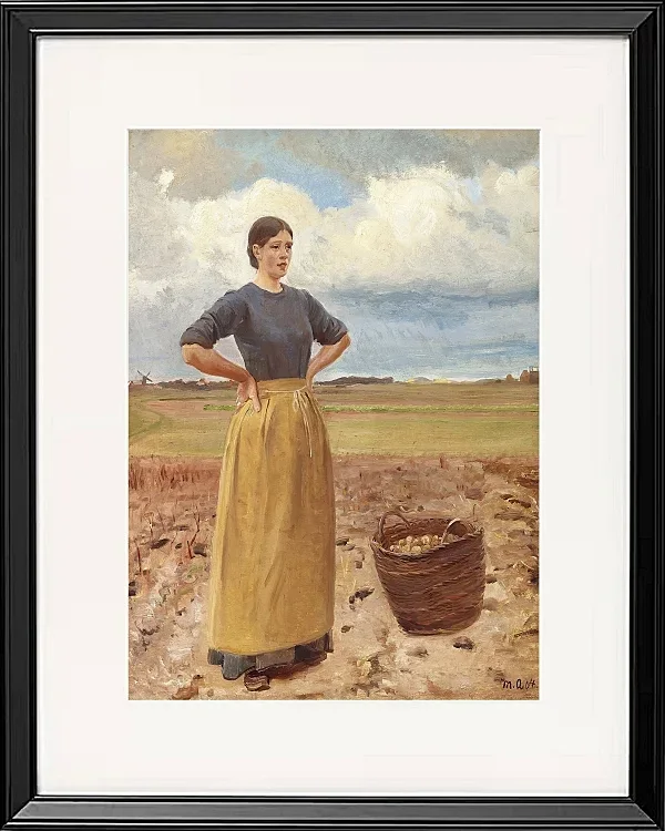 Michael Ancher - Junges Mädchen 1904 | Giclée Kunstdruck gerahmt