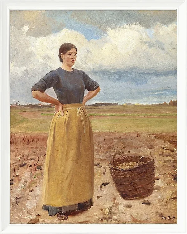 Michael Ancher - Junges Mädchen 1904 | Giclée Kunstdruck gerahmt
