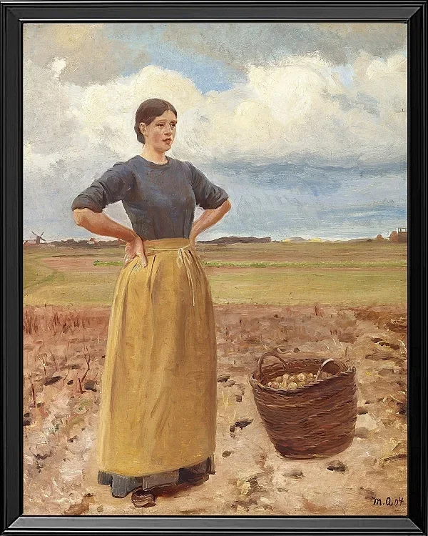 Michael Ancher - Junges Mädchen 1904 | Giclée Kunstdruck gerahmt