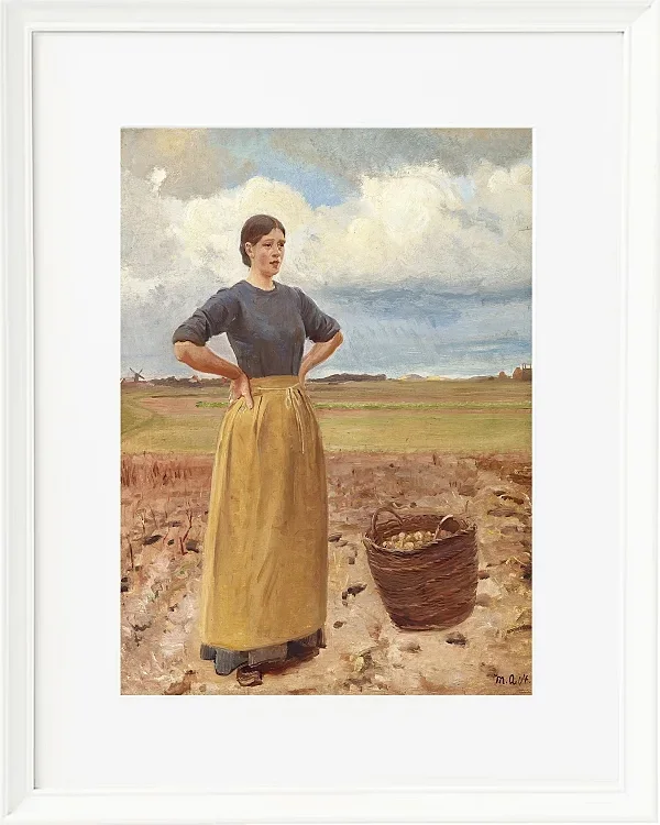 Michael Ancher - Junges Mädchen 1904 | Giclée Kunstdruck gerahmt