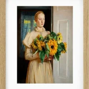 Michael Ancher - Mädchen mit Sonnenblumen 1893 | Giclée Kunstdruck gerahmt
