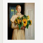 Michael Ancher - Mädchen mit Sonnenblumen 1893 | Giclée Kunstdruck gerahmt
