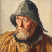 Michael Ancher - Porträt eines Fischers 1913 | Giclée Kunstdruck gerahmt