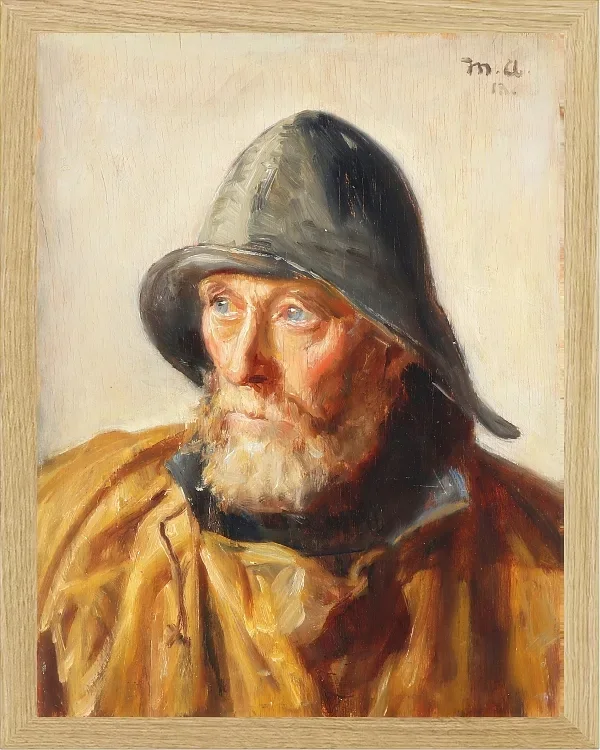 Michael Ancher - Porträt eines Fischers 1913 | Giclée Kunstdruck gerahmt