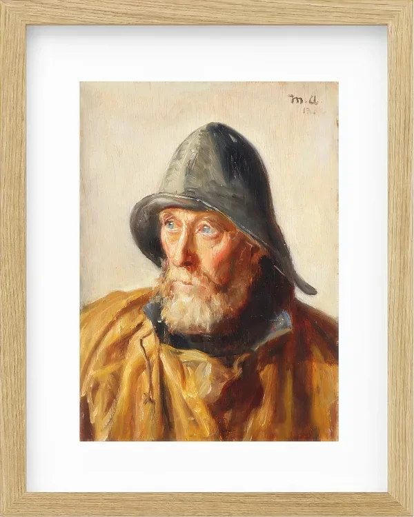 Michael Ancher - Porträt eines Fischers 1913 | Giclée Kunstdruck gerahmt