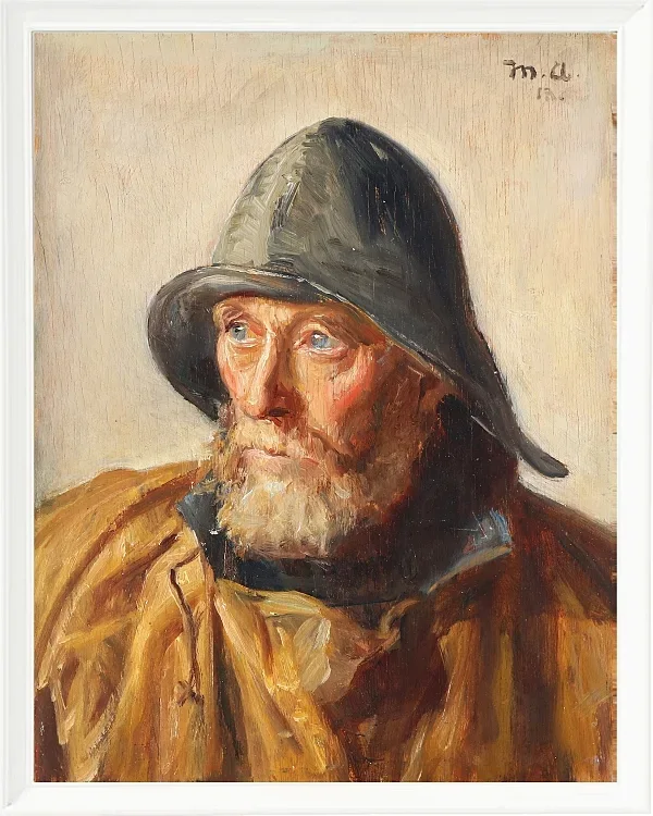 Michael Ancher - Porträt eines Fischers 1913 | Giclée Kunstdruck gerahmt
