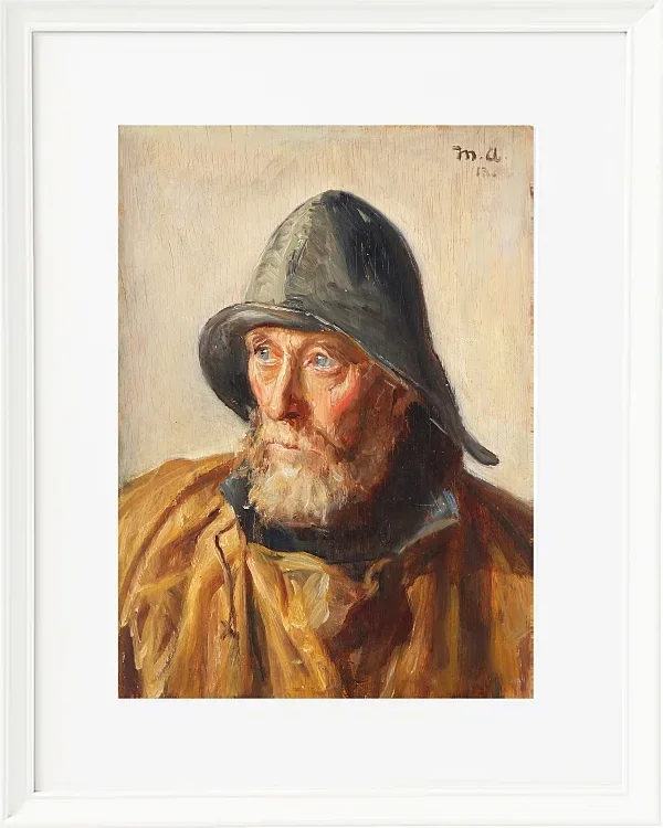 Michael Ancher - Porträt eines Fischers 1913 | Giclée Kunstdruck gerahmt