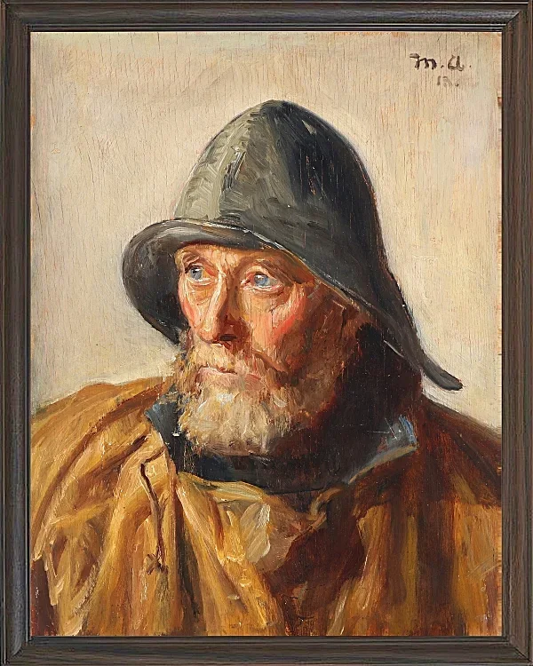 Michael Ancher - Porträt eines Fischers 1913 | Giclée Kunstdruck gerahmt