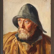 Michael Ancher - Porträt eines Fischers 1913 | Giclée Kunstdruck gerahmt