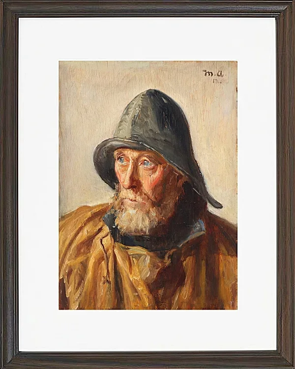 Michael Ancher - Porträt eines Fischers 1913 | Giclée Kunstdruck gerahmt